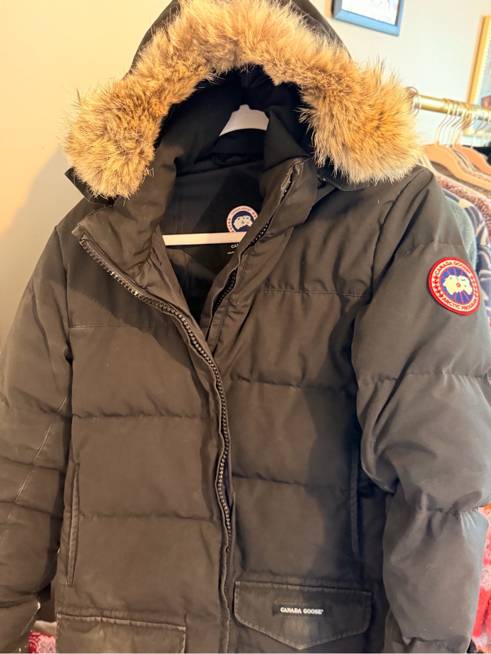 Canada Goose Black Parka with Fur-Trim Hood size Large